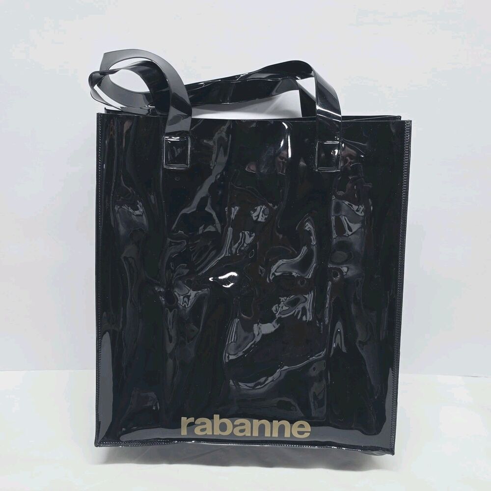 Paco Rabanne Black PVC Vynil Shopper Tote Bag